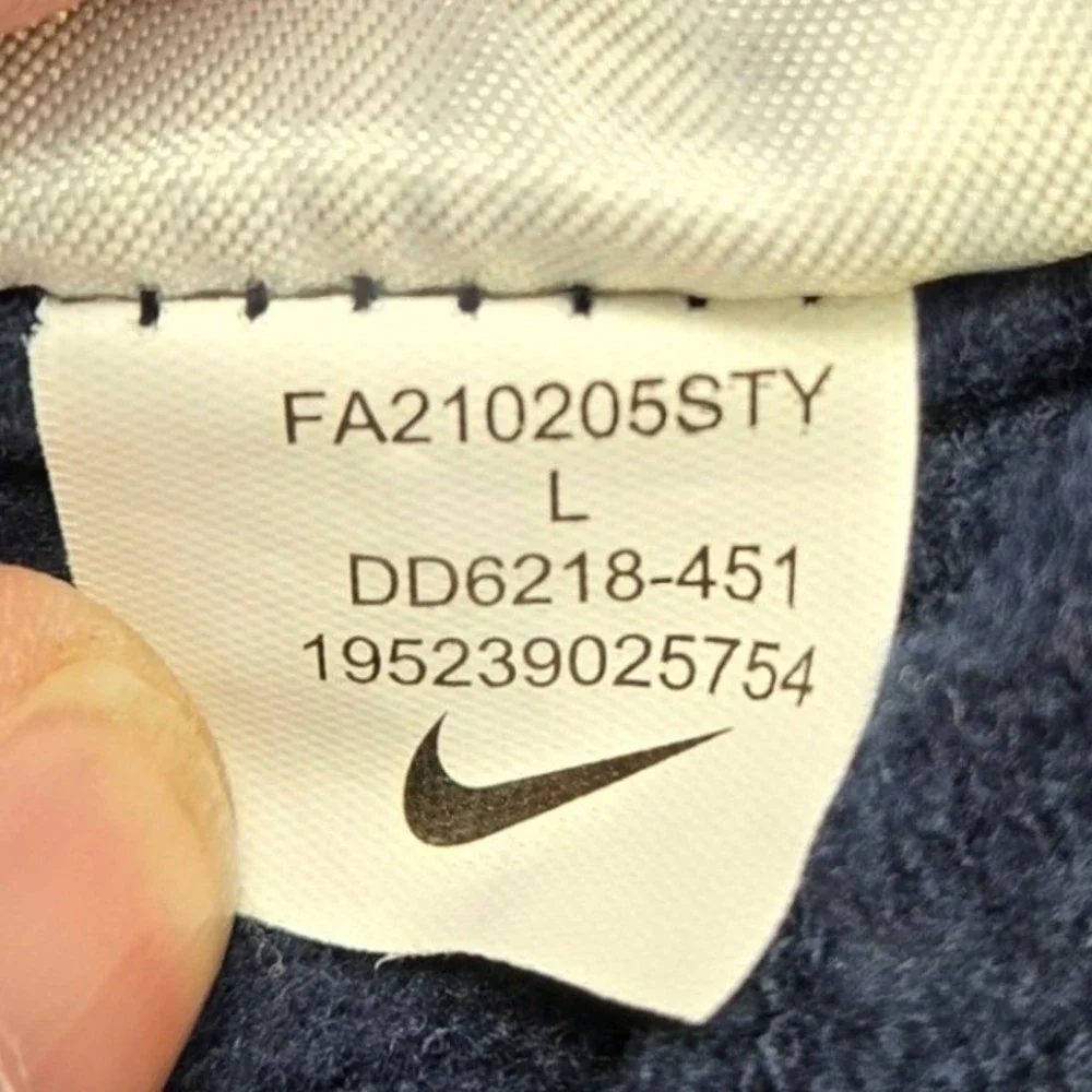 Nike Sportswear Mens Large Just Do It Hoodie Navy Blue Red Contrast Stitch‎
